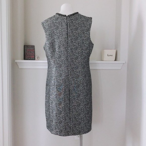 Donna Ricco Jacquard Dress Grey Metallic Jeweled Neckline Size 16 MSRP $138.00 - Picture 7 of 15